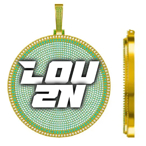 CUSTOM LETTER NECKLACE 3D BIG DISC sold by The GUU Shop