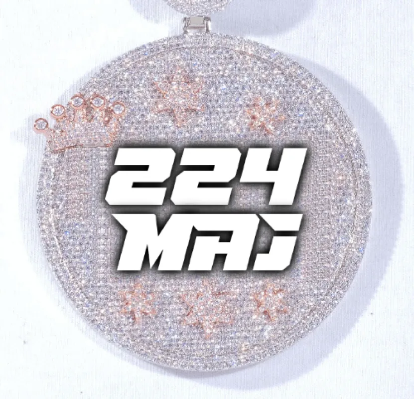 CUSTOM LETTER NECKLACE 3D BIG CROWN DISC sold by The GUU Shop