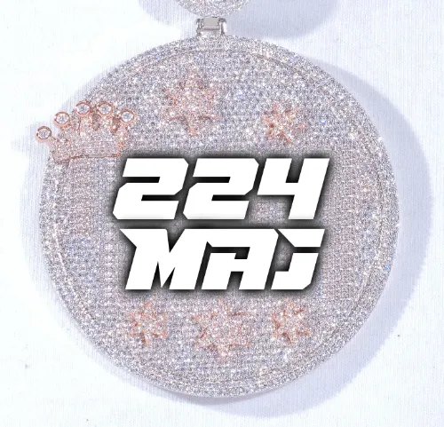 CUSTOM LETTER NECKLACE 3D BIG CROWN DISC sold by The GUU Shop