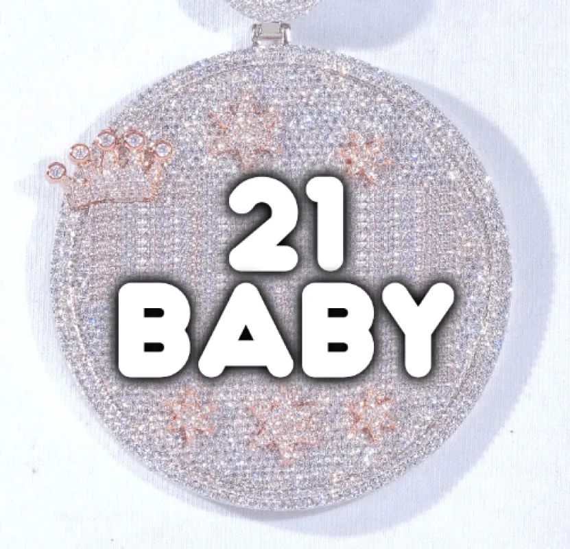 CUSTOM LETTER NECKLACE 3D BIG CROWN DISC sold by The GUU Shop