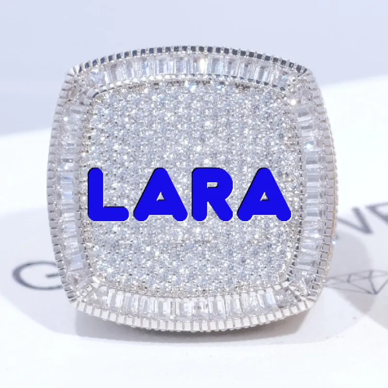 CUSTOM LETTER 3D ICED RING sold by The GUU Shop