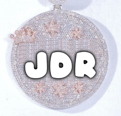 CUSTOM LETTER NECKLACE 3D BIG CROWN DISC sold by The GUU Shop