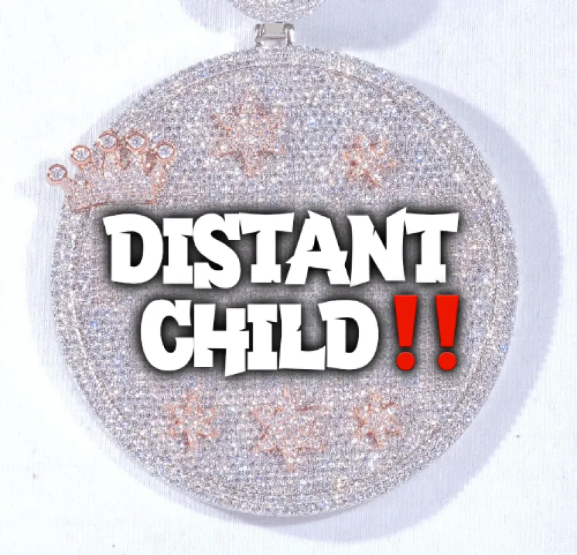 CUSTOM LETTER NECKLACE 3D BIG CROWN DISC sold by The GUU Shop