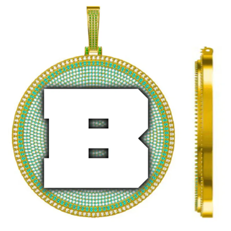 CUSTOM LETTER NECKLACE 3D BIG DISC sold by The GUU Shop