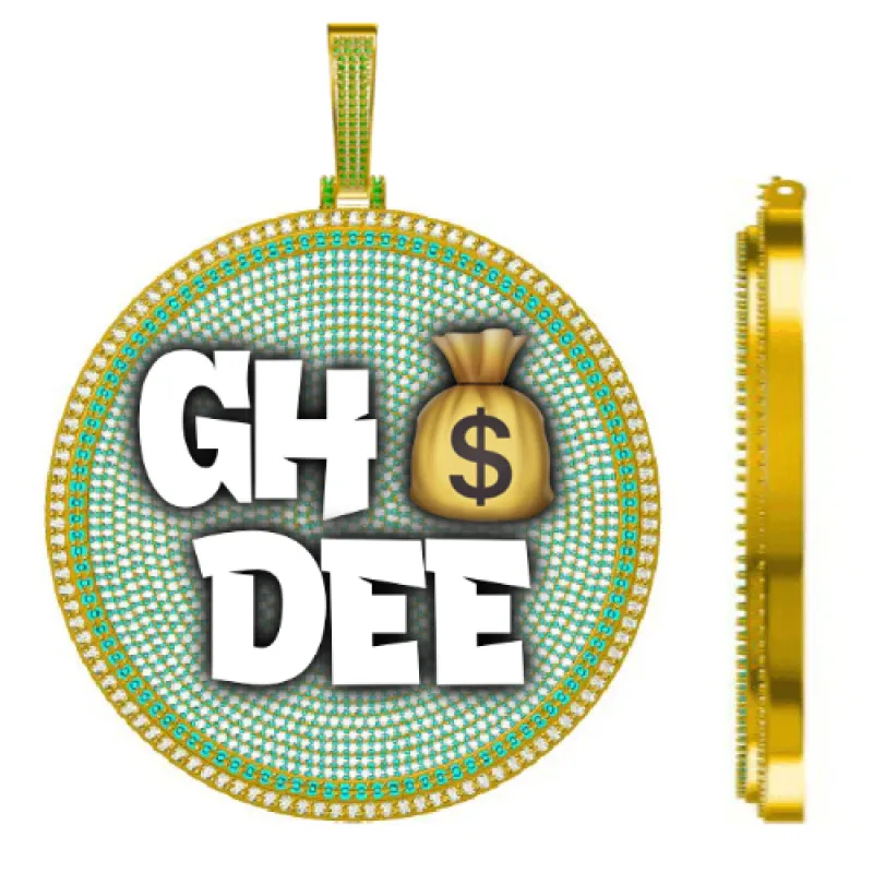 CUSTOM LETTER NECKLACE 3D BIG DISC sold by The GUU Shop