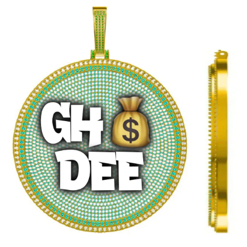 CUSTOM LETTER NECKLACE 3D BIG DISC sold by The GUU Shop