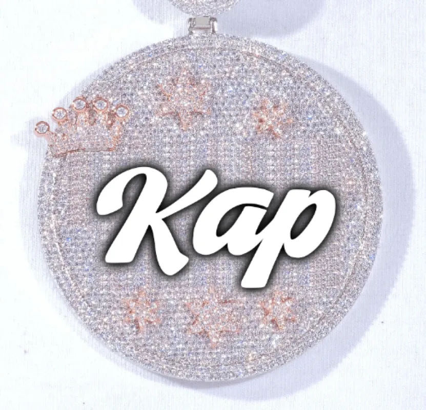 CUSTOM LETTER NECKLACE 3D BIG CROWN DISC sold by The GUU Shop