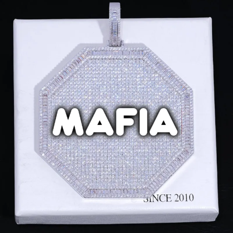 CUSTOM LETTER NECKLACE 3D BIG OCTAGON sold by The GUU Shop