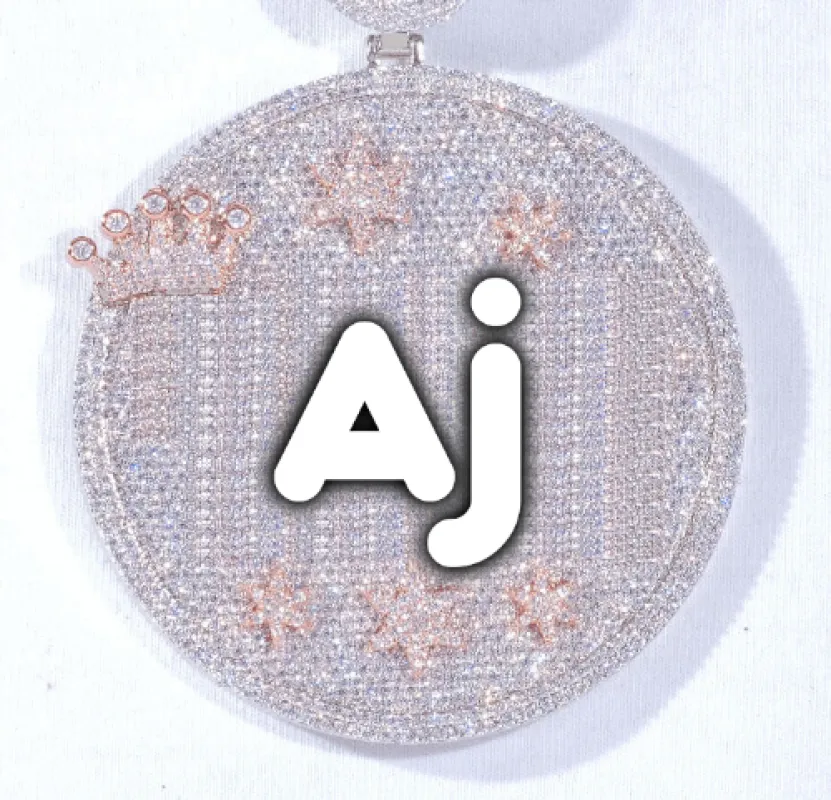 CUSTOM LETTER NECKLACE 3D BIG CROWN DISC sold by The GUU Shop