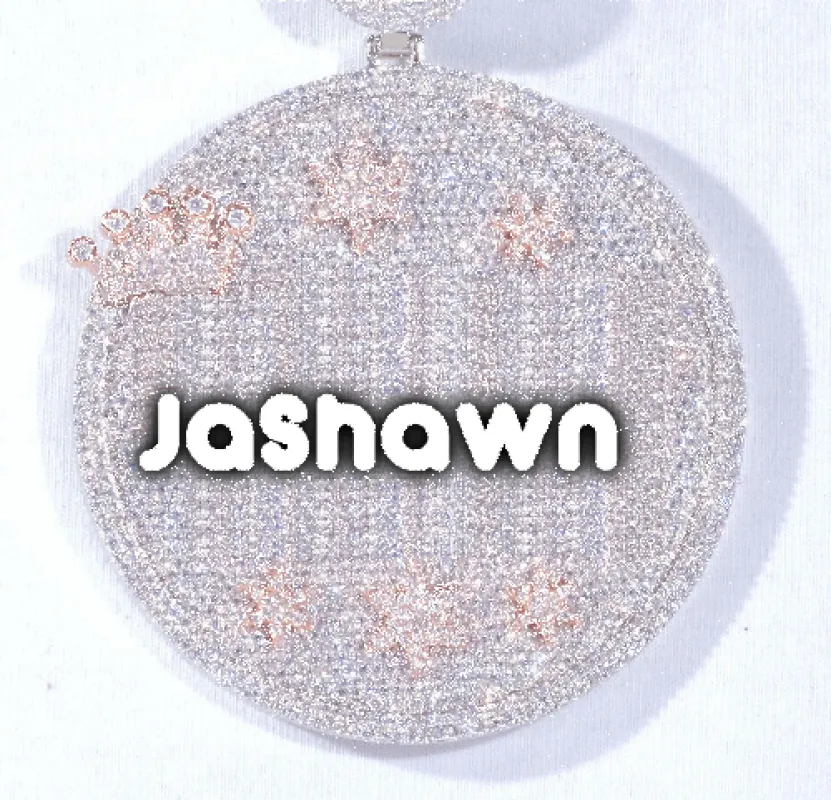 CUSTOM LETTER NECKLACE 3D BIG CROWN DISC sold by The GUU Shop