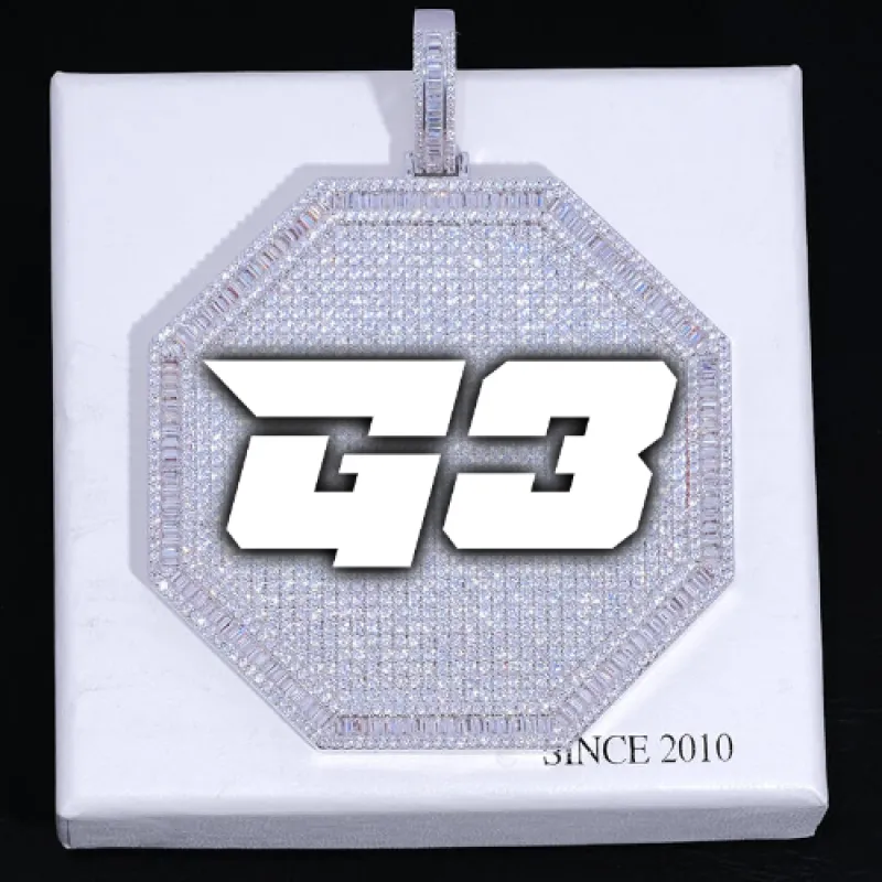 CUSTOM LETTER NECKLACE 3D BIG OCTAGON sold by The GUU Shop