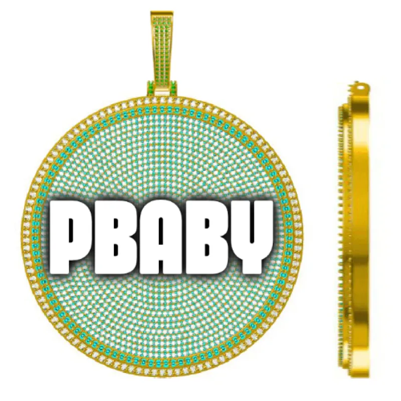 CUSTOM LETTER NECKLACE 3D BIG DISC sold by The GUU Shop