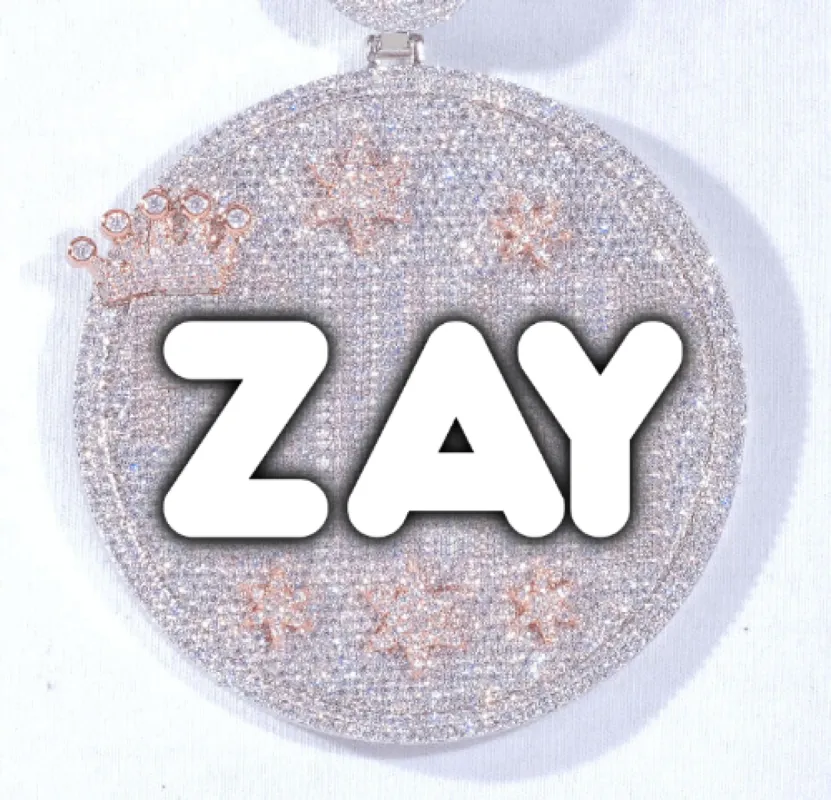 CUSTOM LETTER NECKLACE 3D BIG CROWN DISC made by The GUU Shop