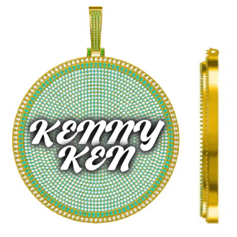 CUSTOM LETTER NECKLACE 3D BIG DISC sold by The GUU Shop