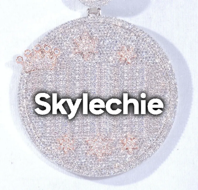 CUSTOM LETTER NECKLACE 3D BIG CROWN DISC sold by The GUU Shop