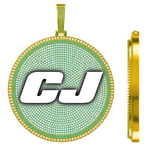 CUSTOM LETTER NECKLACE 3D BIG DISC sold by The GUU Shop