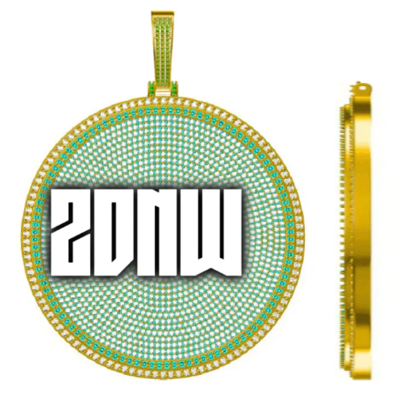 CUSTOM LETTER NECKLACE 3D BIG DISC sold by The GUU Shop