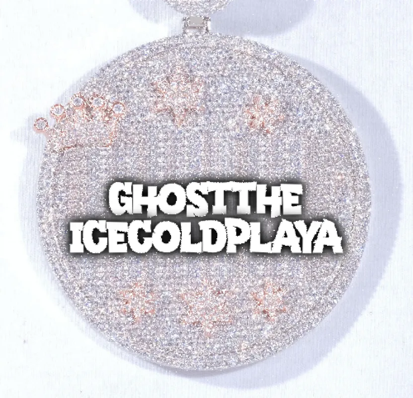 CUSTOM LETTER NECKLACE 3D BIG CROWN DISC sold by The GUU Shop