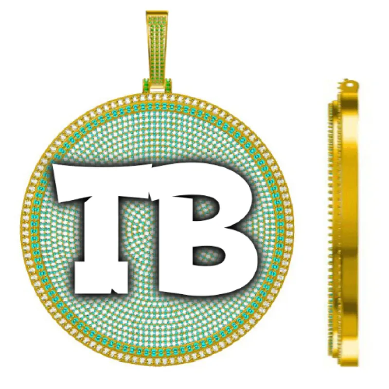 CUSTOM LETTER NECKLACE 3D BIG DISC sold by The GUU Shop