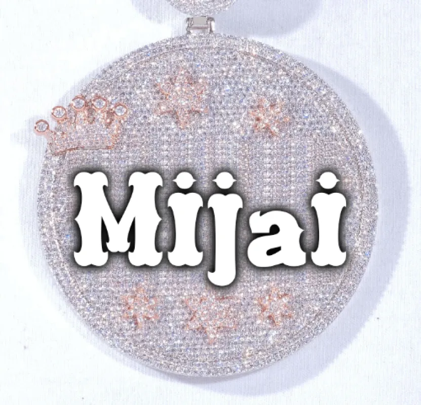 CUSTOM LETTER NECKLACE 3D BIG CROWN DISC sold by The GUU Shop