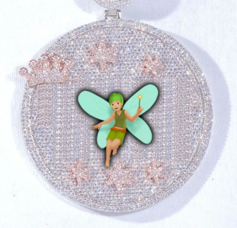 CUSTOM LETTER NECKLACE 3D BIG CROWN DISC sold by The GUU Shop