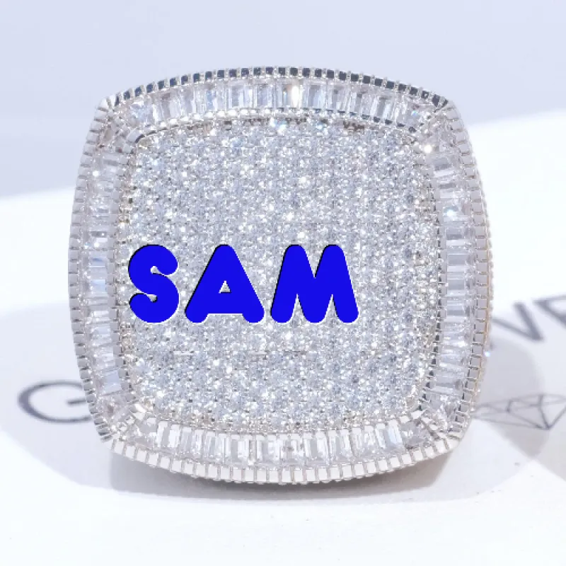 CUSTOM LETTER 3D ICED RING sold by The GUU Shop