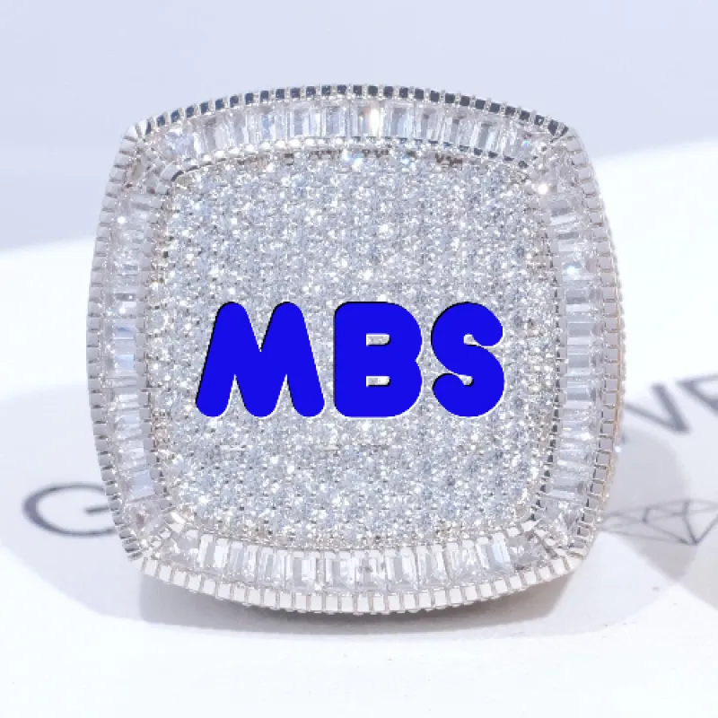 CUSTOM LETTER 3D ICED RING sold by The GUU Shop