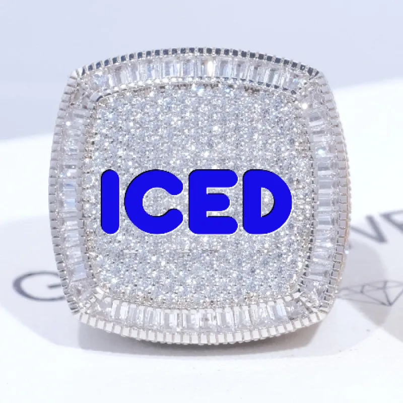 CUSTOM LETTER 3D ICED RING sold by The GUU Shop