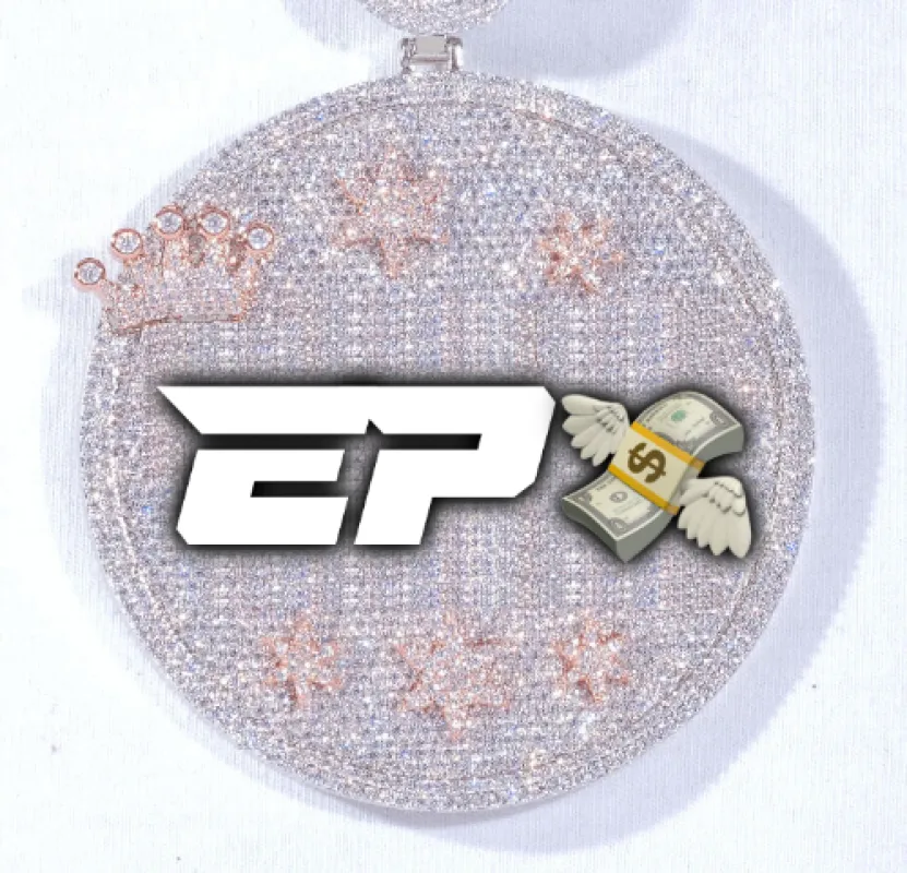 CUSTOM LETTER NECKLACE 3D BIG CROWN DISC sold by The GUU Shop