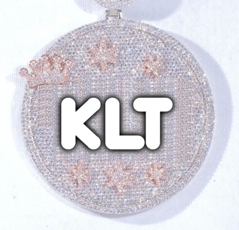 CUSTOM LETTER NECKLACE 3D BIG CROWN DISC sold by The GUU Shop