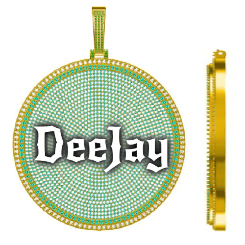 CUSTOM LETTER NECKLACE 3D BIG DISC sold by The GUU Shop