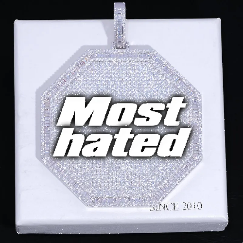 CUSTOM LETTER NECKLACE 3D BIG OCTAGON sold by The GUU Shop