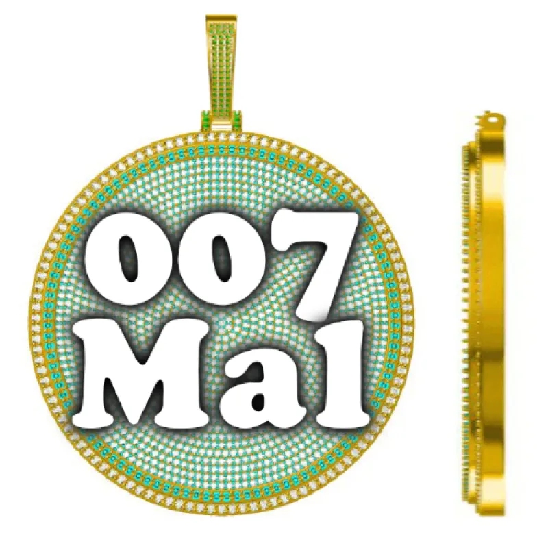 CUSTOM LETTER NECKLACE 3D BIG DISC sold by The GUU Shop