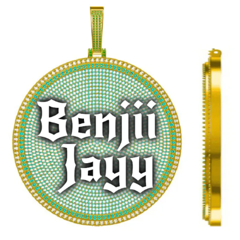 CUSTOM LETTER NECKLACE 3D BIG DISC sold by The GUU Shop