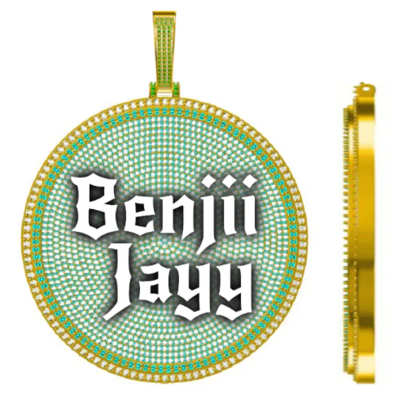 CUSTOM LETTER NECKLACE 3D BIG DISC sold by The GUU Shop