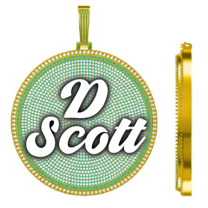 CUSTOM LETTER NECKLACE 3D BIG DISC sold by The GUU Shop