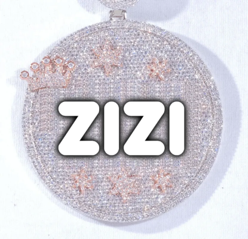 CUSTOM LETTER NECKLACE 3D BIG CROWN DISC sold by The GUU Shop