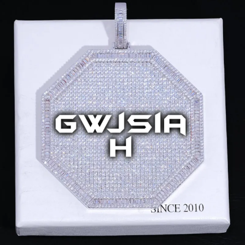 CUSTOM LETTER NECKLACE 3D BIG OCTAGON sold by The GUU Shop