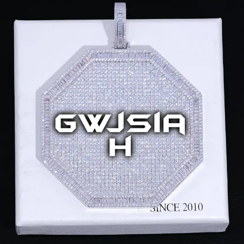 CUSTOM LETTER NECKLACE 3D BIG OCTAGON sold by The GUU Shop