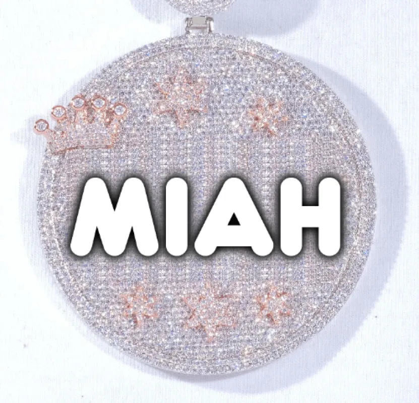 CUSTOM LETTER NECKLACE 3D BIG CROWN DISC sold by The GUU Shop