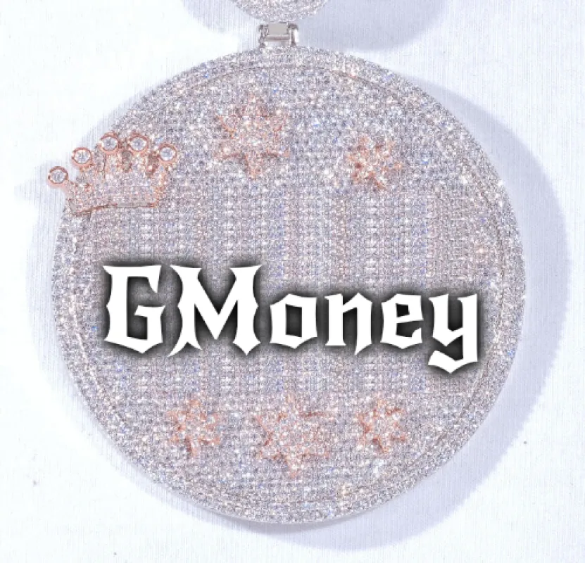 CUSTOM LETTER NECKLACE 3D BIG CROWN DISC sold by The GUU Shop