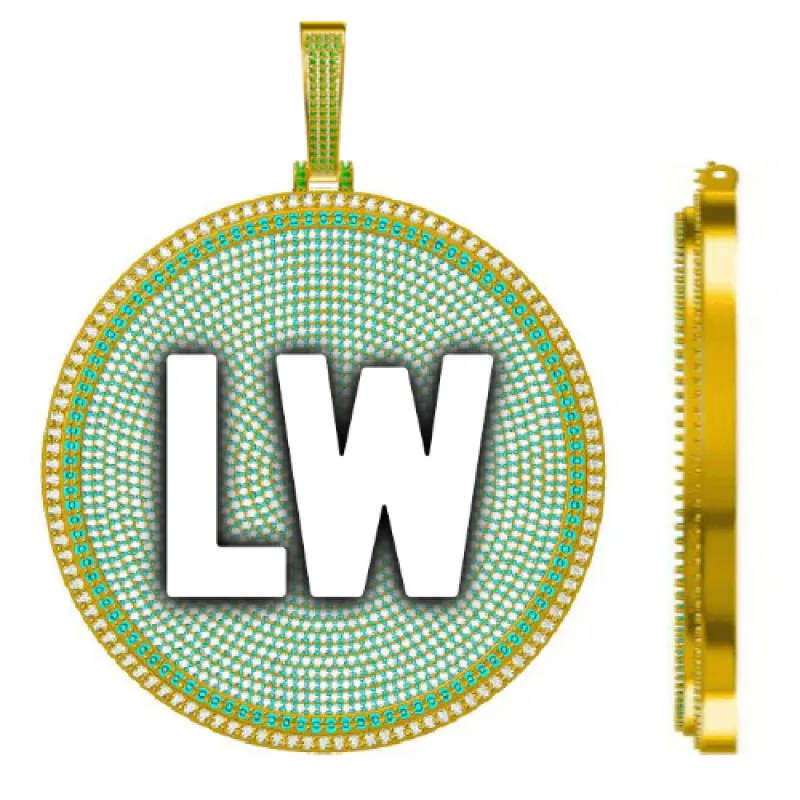 CUSTOM LETTER NECKLACE 3D BIG DISC sold by The GUU Shop