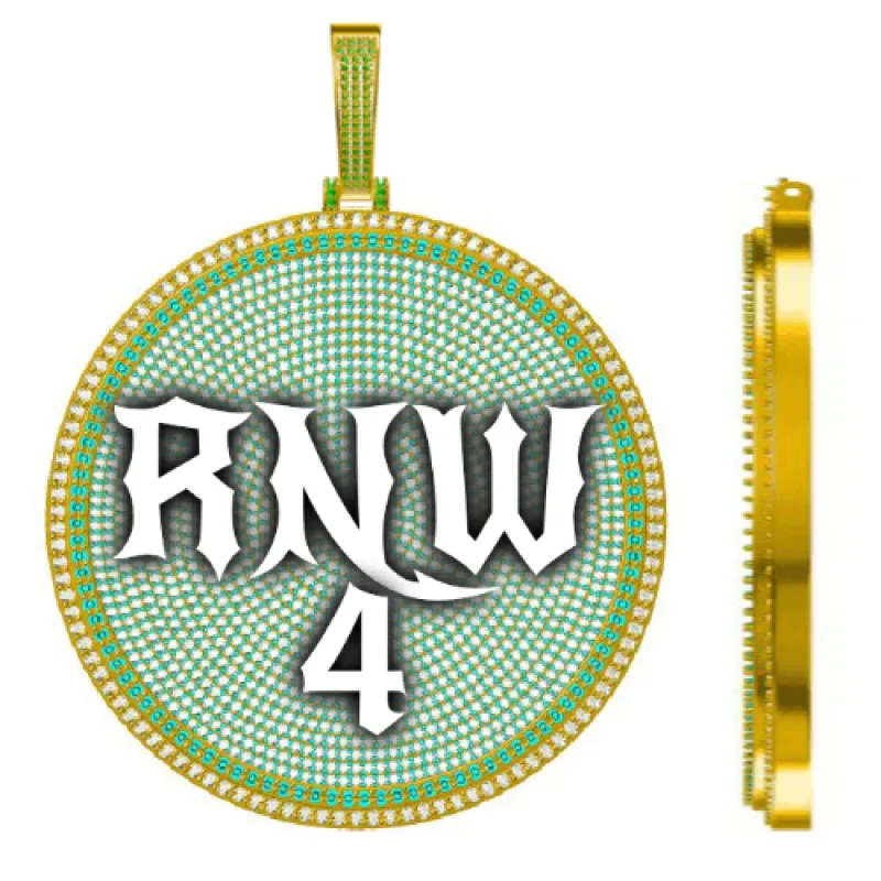 CUSTOM LETTER NECKLACE 3D BIG DISC sold by The GUU Shop