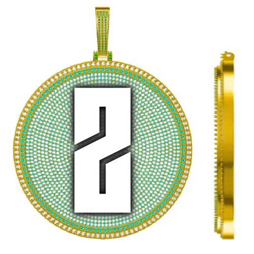 CUSTOM LETTER NECKLACE 3D BIG DISC sold by The GUU Shop