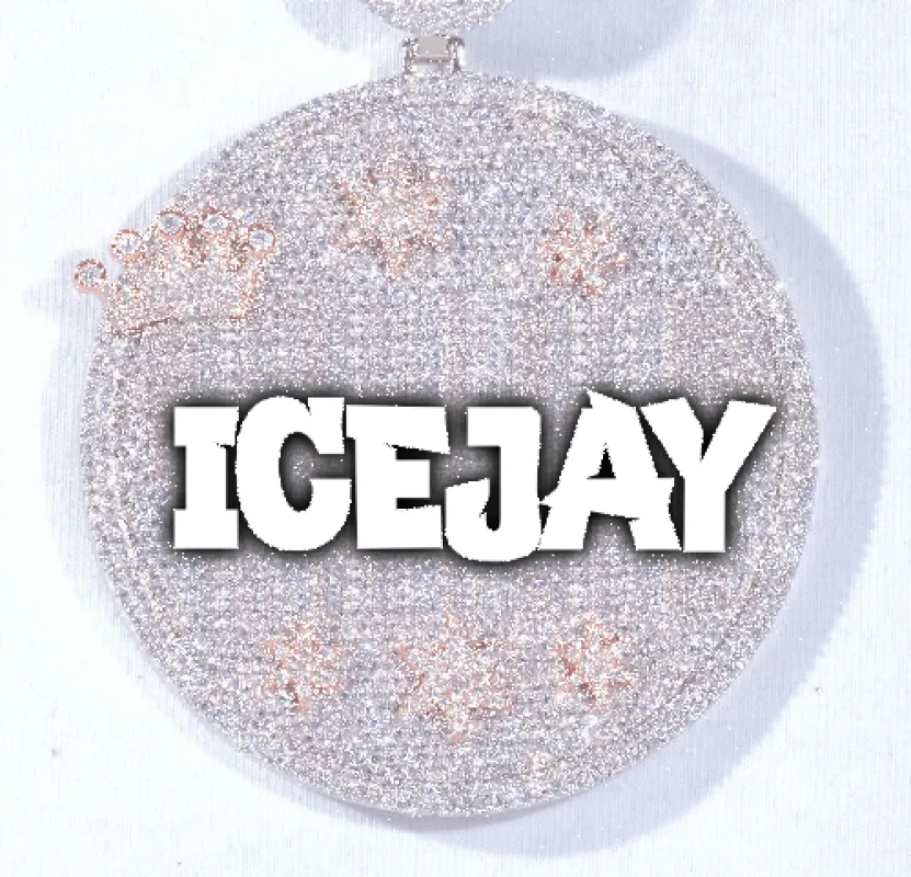 CUSTOM LETTER NECKLACE 3D BIG CROWN DISC sold by The GUU Shop