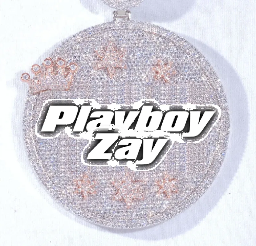 CUSTOM LETTER NECKLACE 3D BIG CROWN DISC sold by The GUU Shop