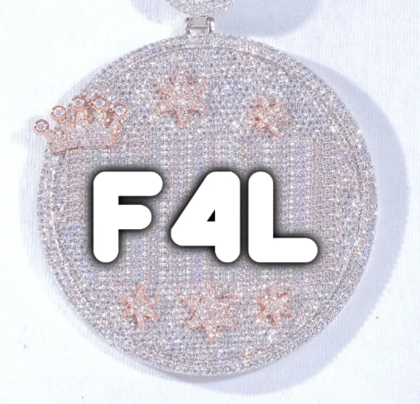 CUSTOM LETTER NECKLACE 3D BIG CROWN DISC sold by The GUU Shop