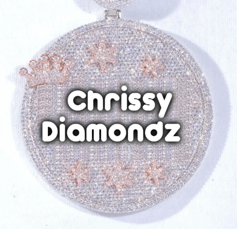 CUSTOM LETTER NECKLACE 3D BIG CROWN DISC sold by The GUU Shop