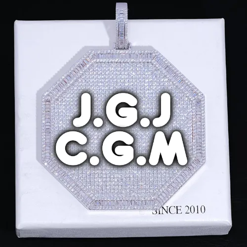 CUSTOM LETTER NECKLACE 3D BIG OCTAGON sold by The GUU Shop