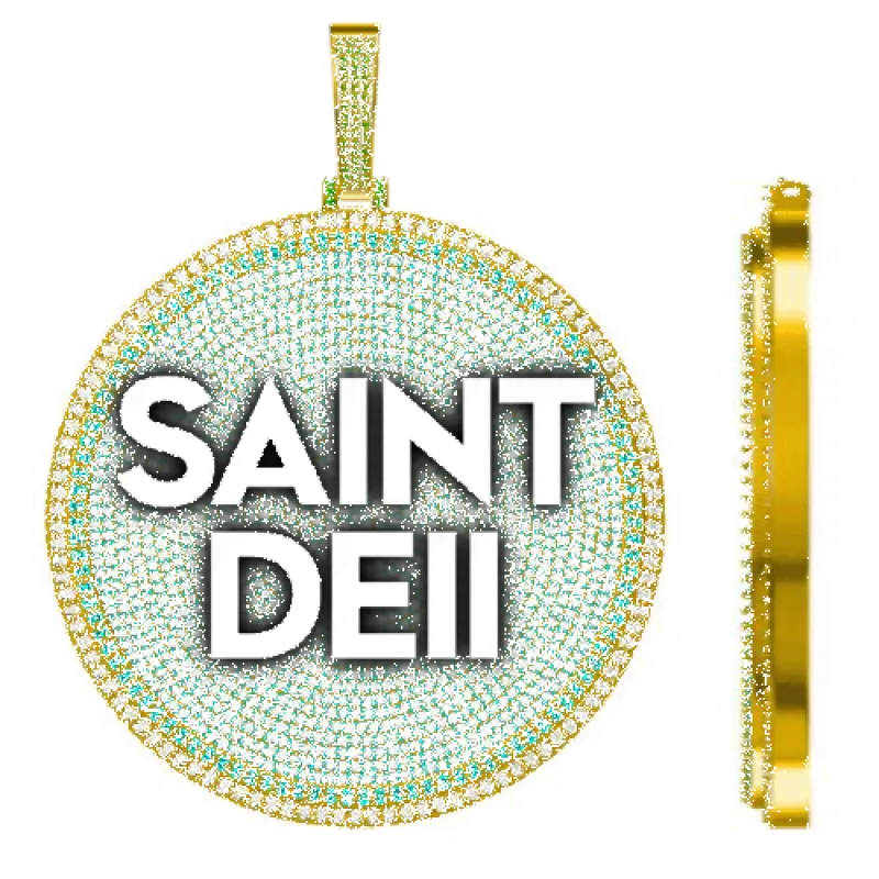 CUSTOM LETTER NECKLACE 3D BIG DISC sold by The GUU Shop